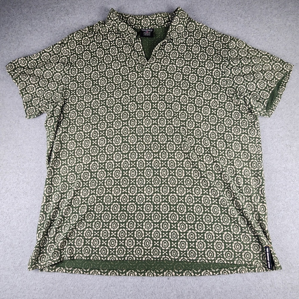 Vintage Polo Jeans Co Ralph Lauren Button Less Polo Shirt Men's XXL Green Floral